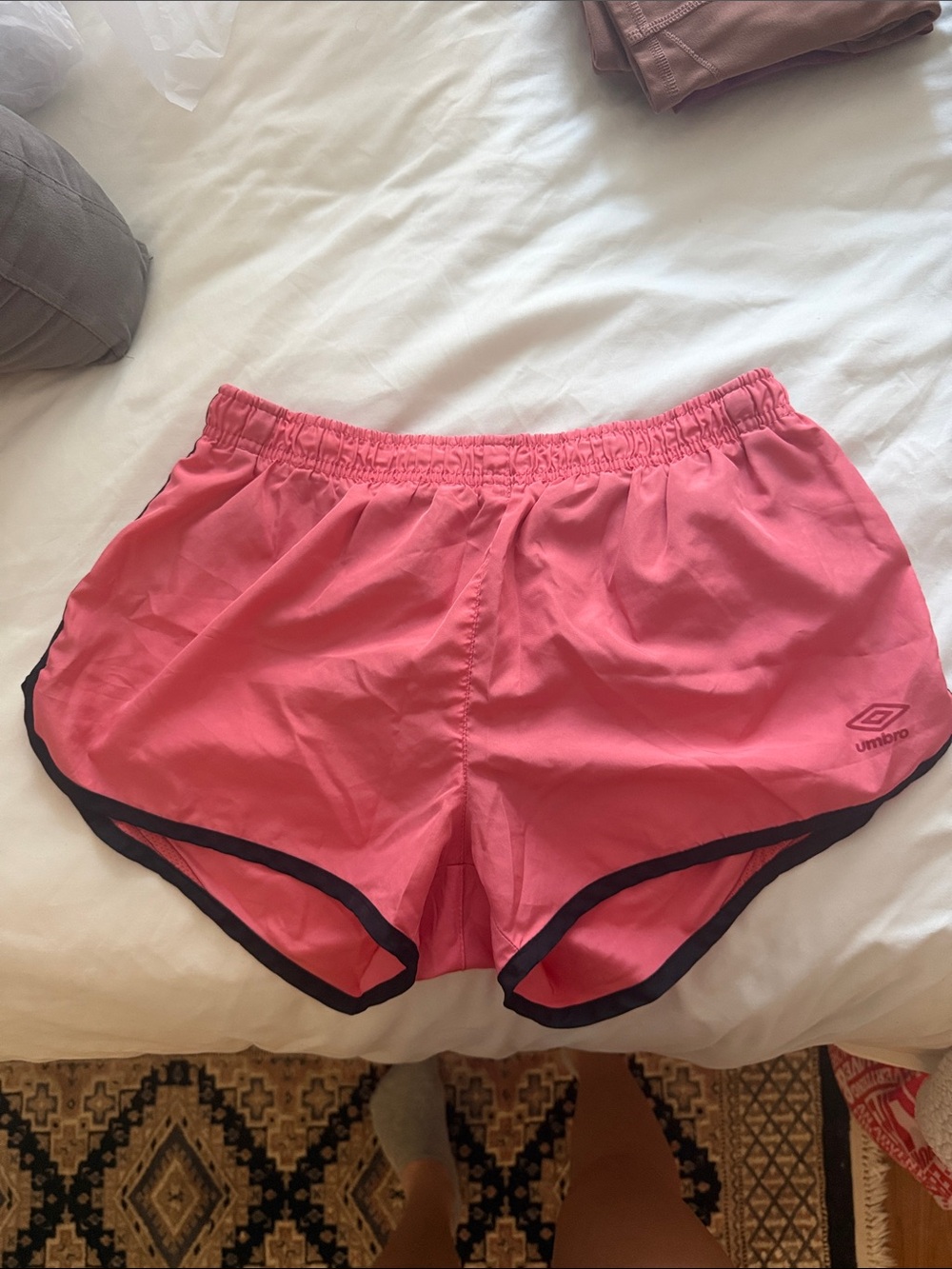 Umbro Pink Running Shorts with Black Trim